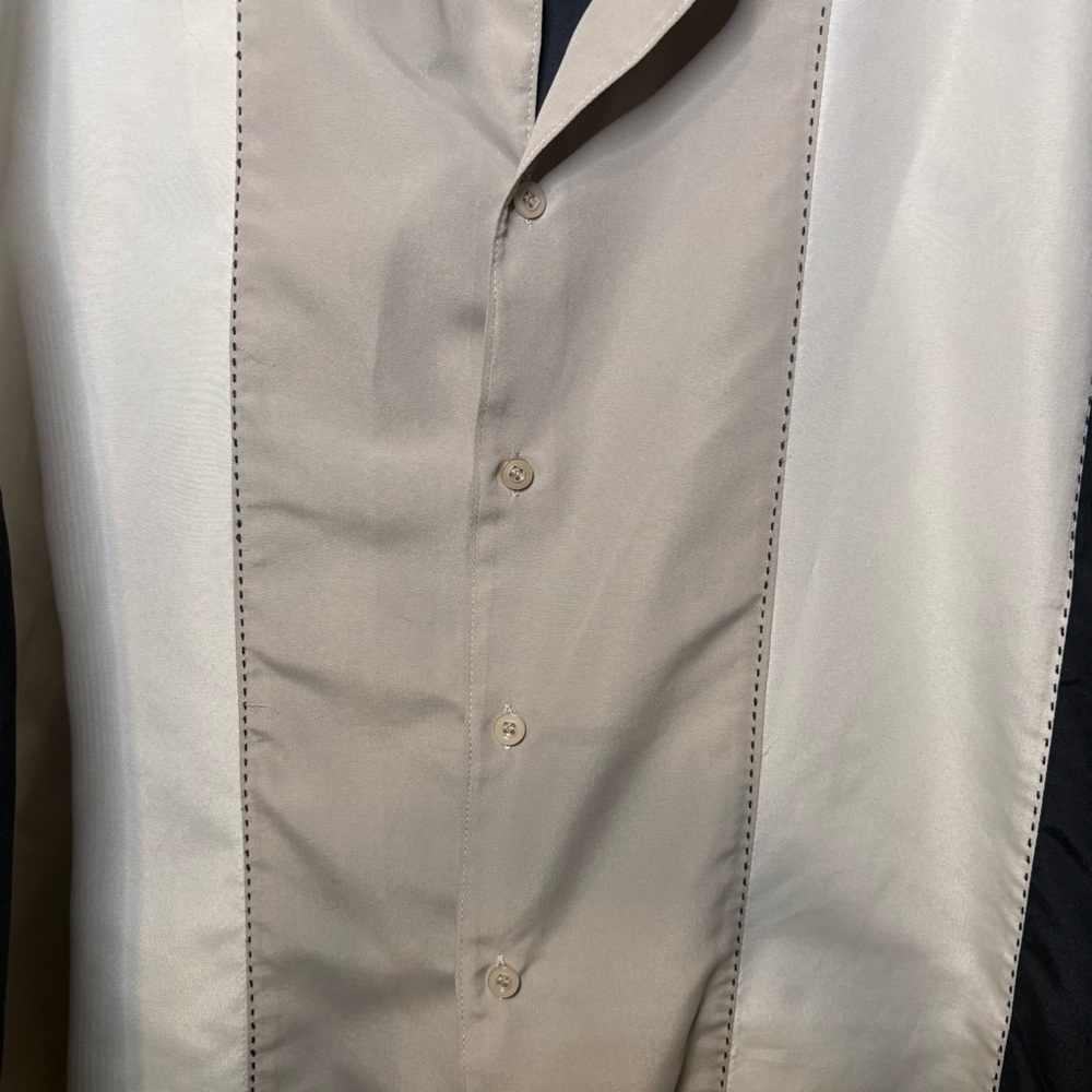Studio Havana Men XL Black Beige Panel Retro Bowling Rockabilly Camp Cuban Shirt - Picture 4 of 8